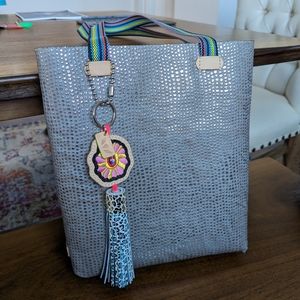 Consuela Juanis Everyday Silver Slim Tote with Multicolor Strap